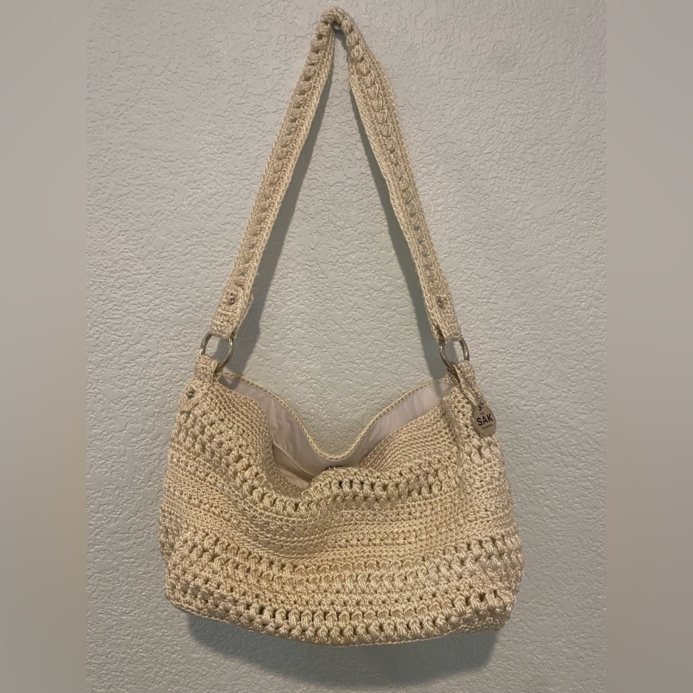The Sak Tan Crochet Shoulder Bag purse - Picture 2 of 9